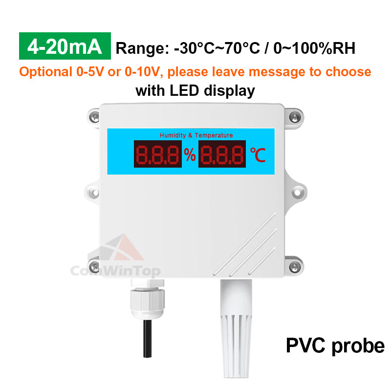 IP65 Protection RS485 Temperature Humidity Transducer Transmitter with LED Display, Support Modbus