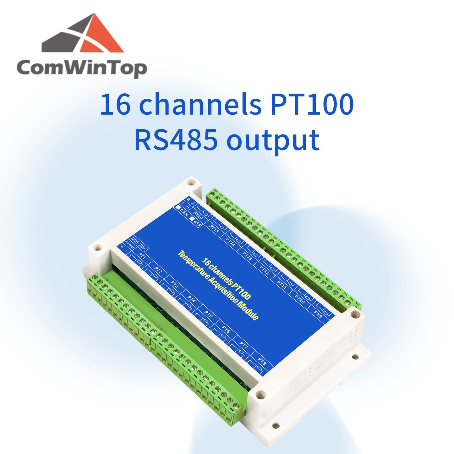 2/4/8/16 channels PT100 K/S/R/B/N/E/J/T type Thermocouple Sensor RS485 Modbus Output Temperature Acquisition Module