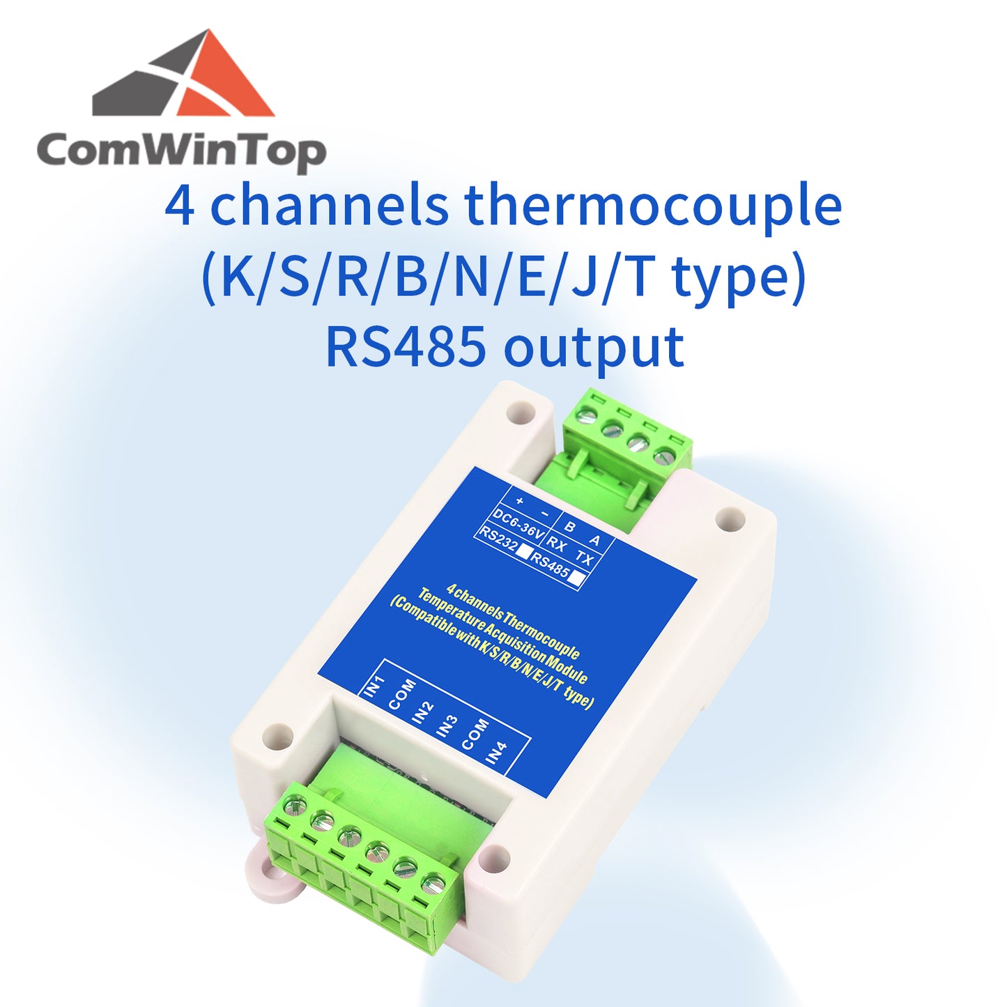 2/4/8/16 channels PT100 K/S/R/B/N/E/J/T type Thermocouple Sensor RS485 Modbus Output Temperature Acquisition Module
