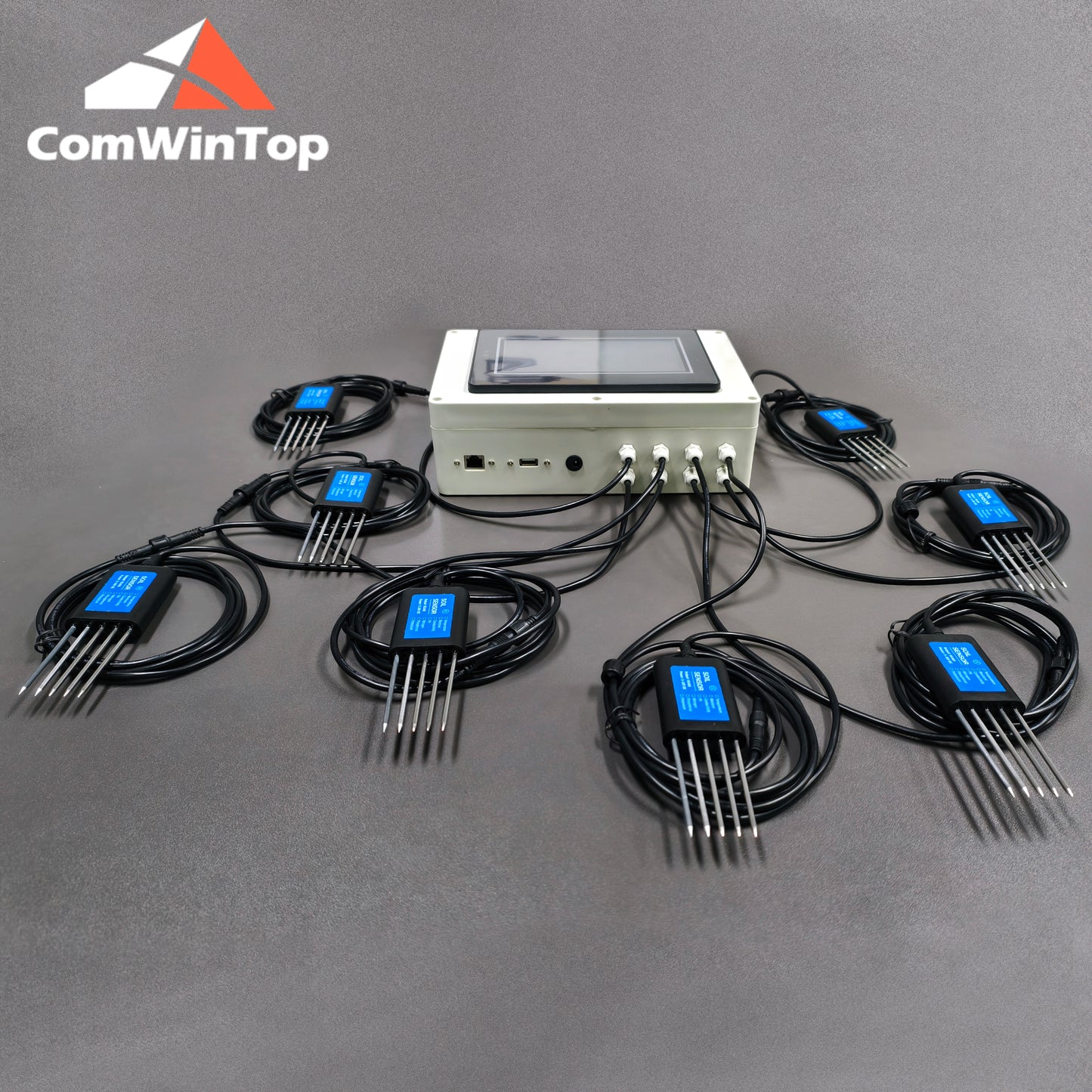 Measure Soil Temperature Moisture EC PH NPK 8-Node Soil Parameter Acquisition System with 7" LCD Touchscreen