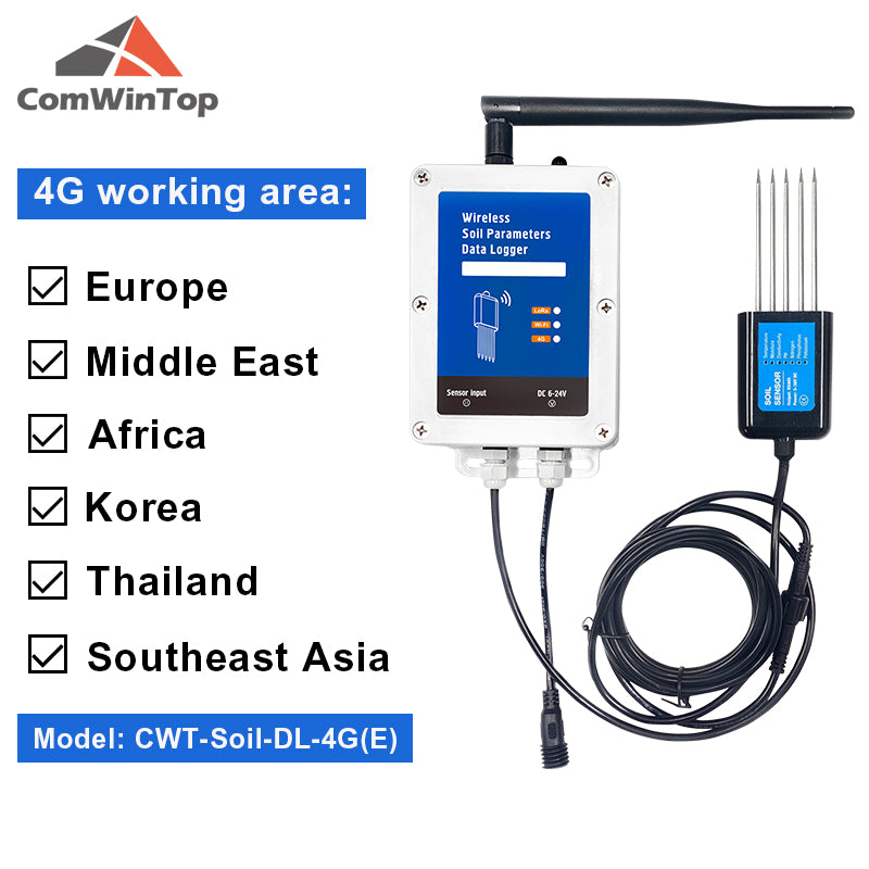 Low Consumption Soil Moisture Temperature Humidity EC PH NPK 7 in 1 Parameters 4G Data Logger Soil tester with built-in battery