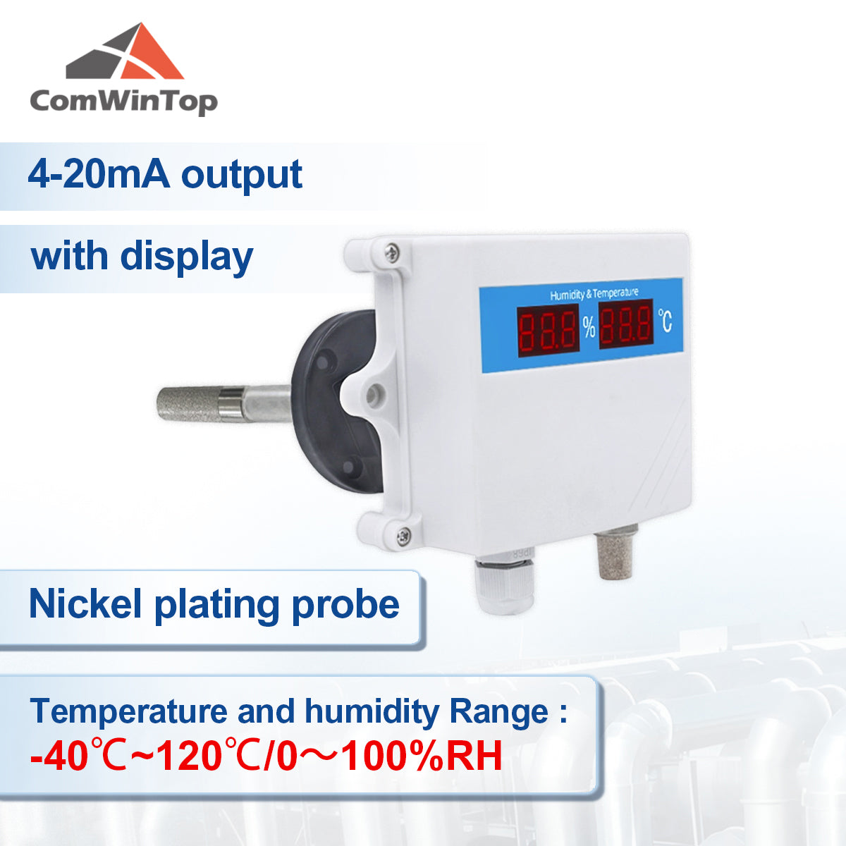 Pipeline Air Duct Type Temperature and Humidity Transmitter with RS485 4-20mA 0-5V 0-10V Output