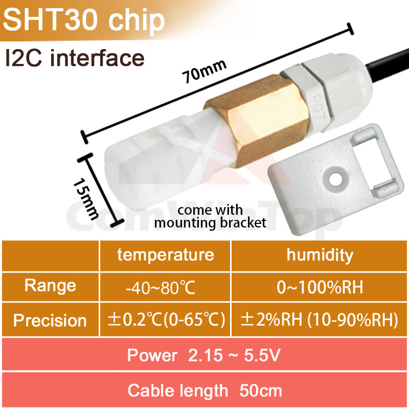 SHT20 SHT30 SHTC3 SHT35 I2C Temperature Humidity Sensor Probe