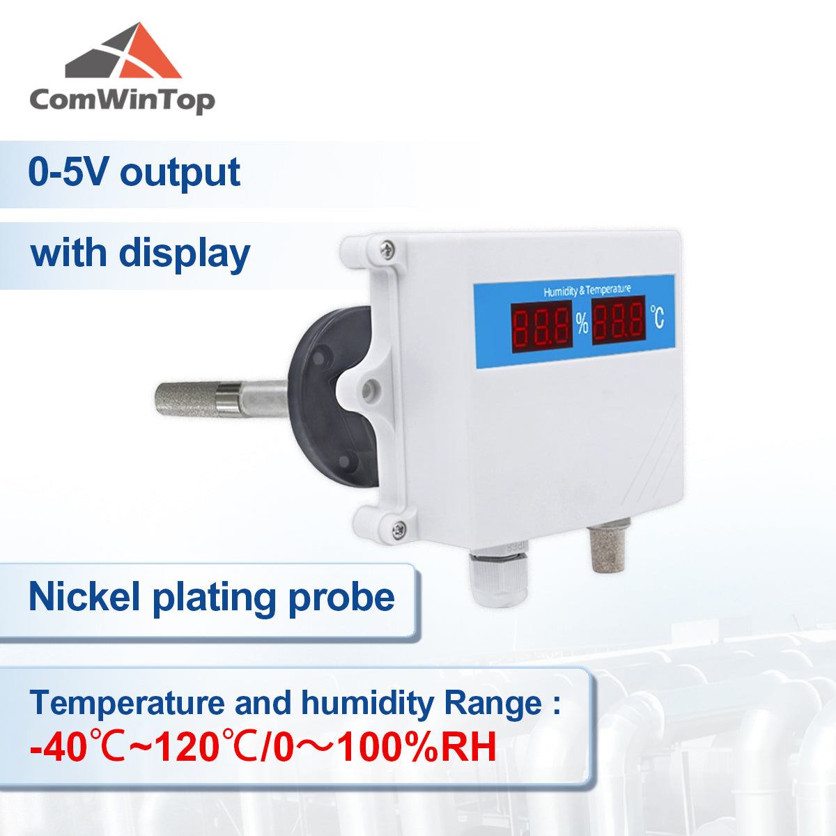 Pipeline Air Duct Type Temperature and Humidity Transmitter with RS485 4-20mA 0-5V 0-10V Output