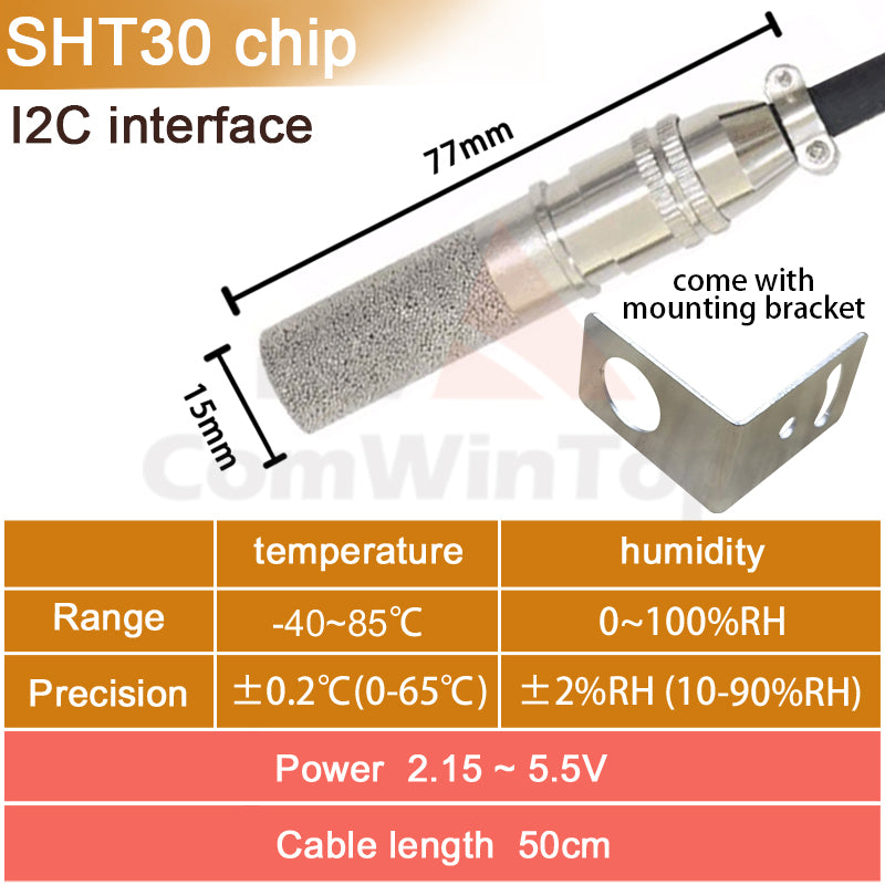 SHT20 SHT30 SHTC3 SHT35 I2C Temperature Humidity Sensor Probe