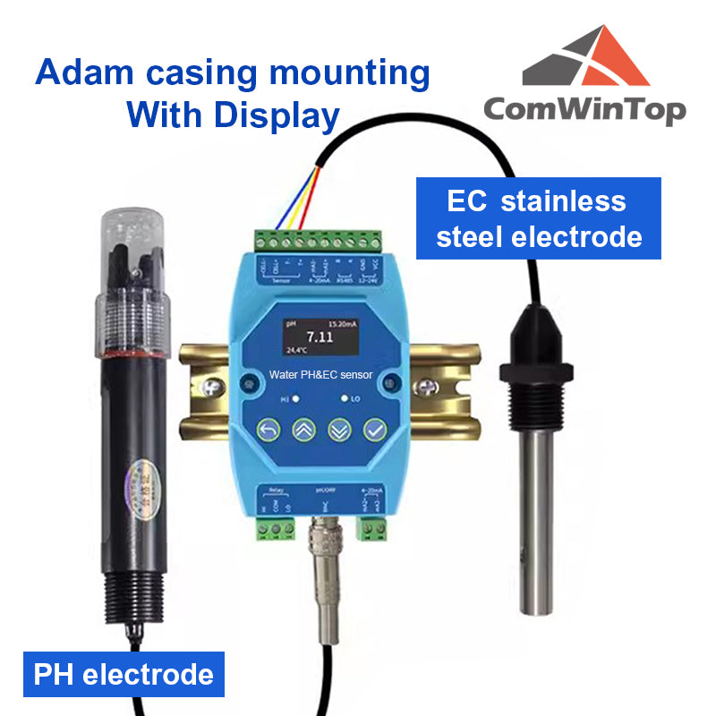 PH EC 2 in 1 Water Quality Detector RS485 Modbus transmitter Industrial Sewage Monitor for Agricultural Aquaculture