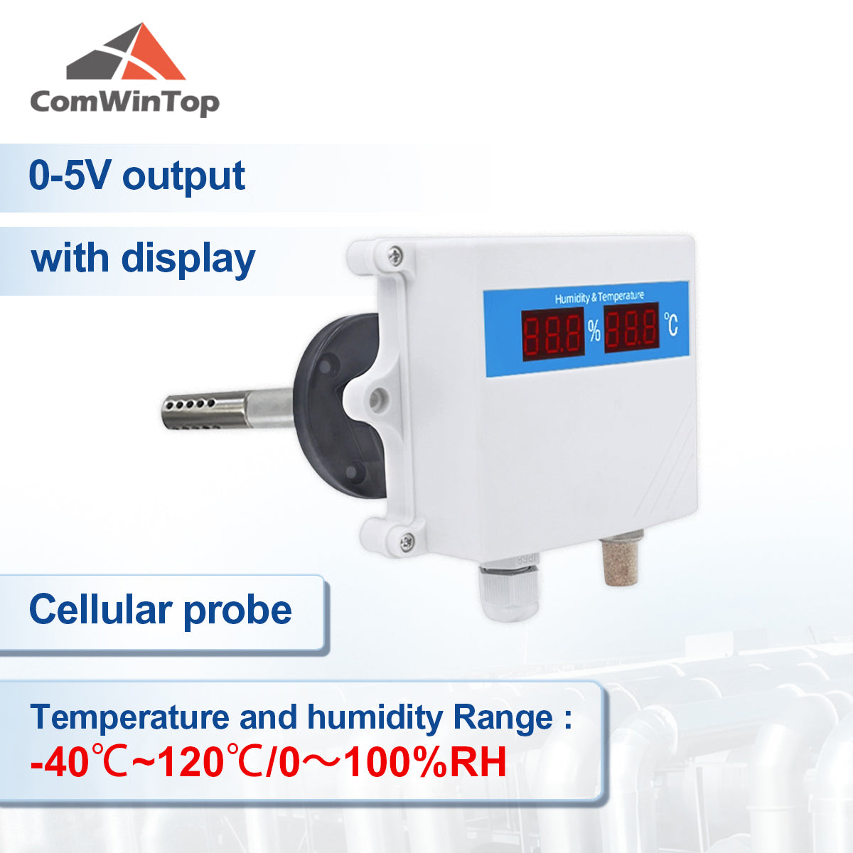 Pipeline Air Duct Type Temperature and Humidity Transmitter with RS485 4-20mA 0-5V 0-10V Output