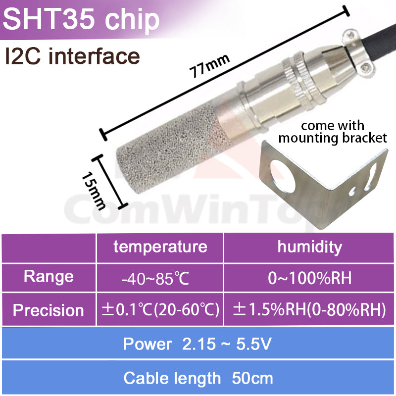 SHT20 SHT30 SHTC3 SHT35 I2C Temperature Humidity Sensor Probe