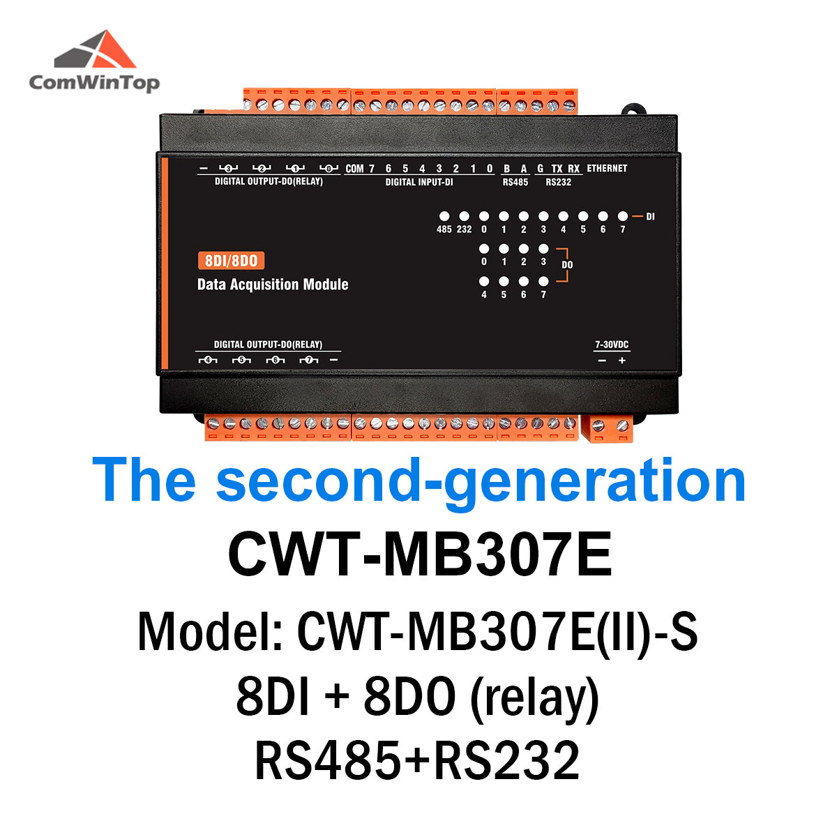 CWT-MB307E 8DI+8DO RS485 RS232 Ethernet Modbus Rtu with DIN Rail Mounting