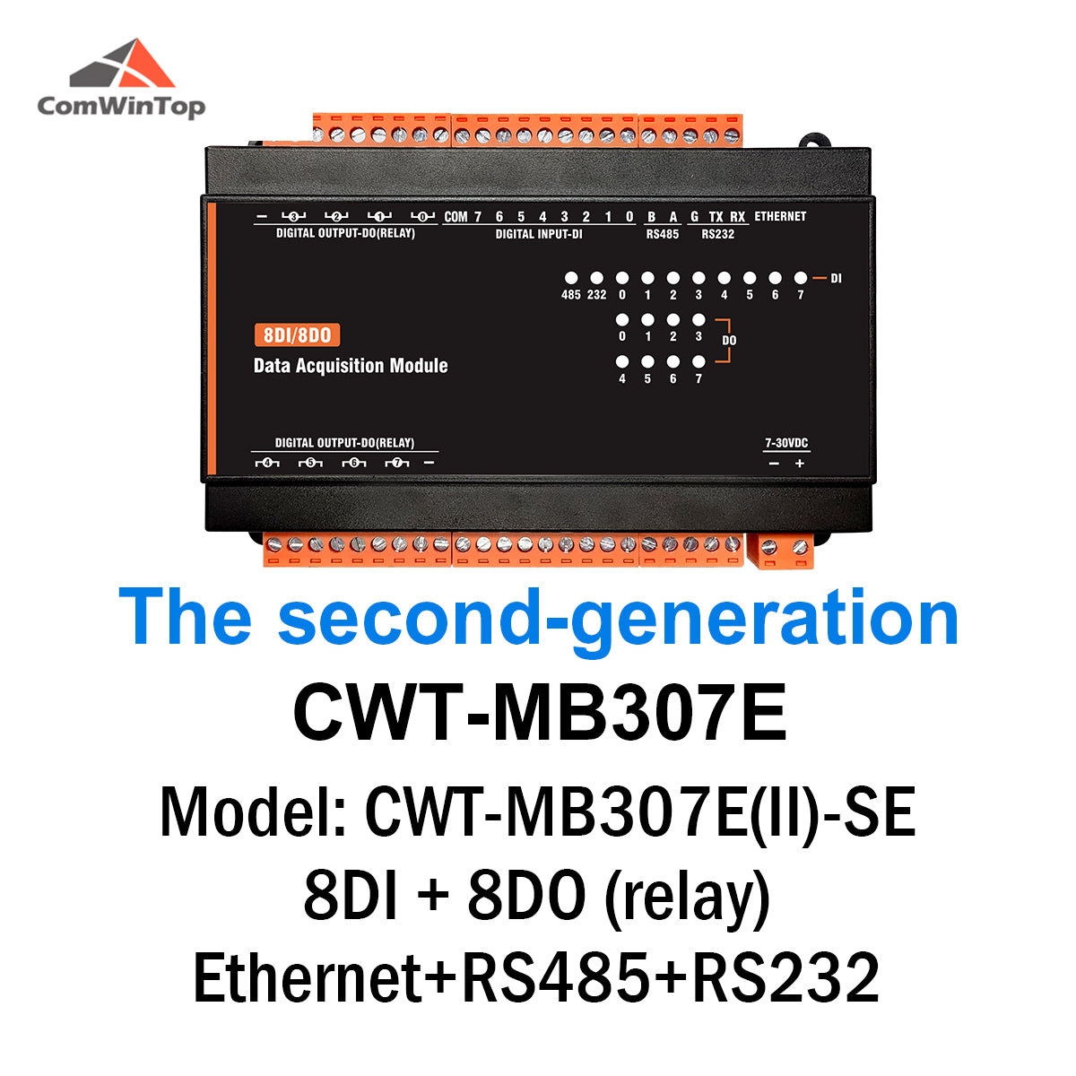 CWT-MB307E 8DI+8DO RS485 RS232 Ethernet Modbus Rtu with DIN Rail Mounting