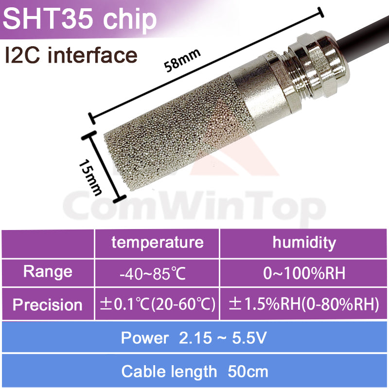 SHT20 SHT30 SHTC3 SHT35 I2C Temperature Humidity Sensor Probe