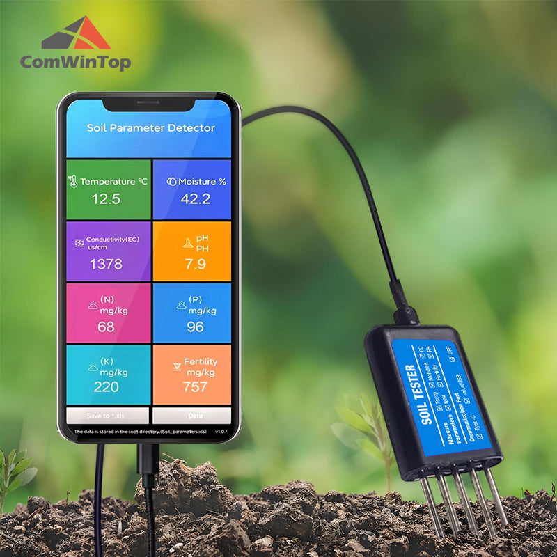 moisture soil meter Temperature Moisture EC PH NPK Soil Tester Portable USB Type-C 8 in 1