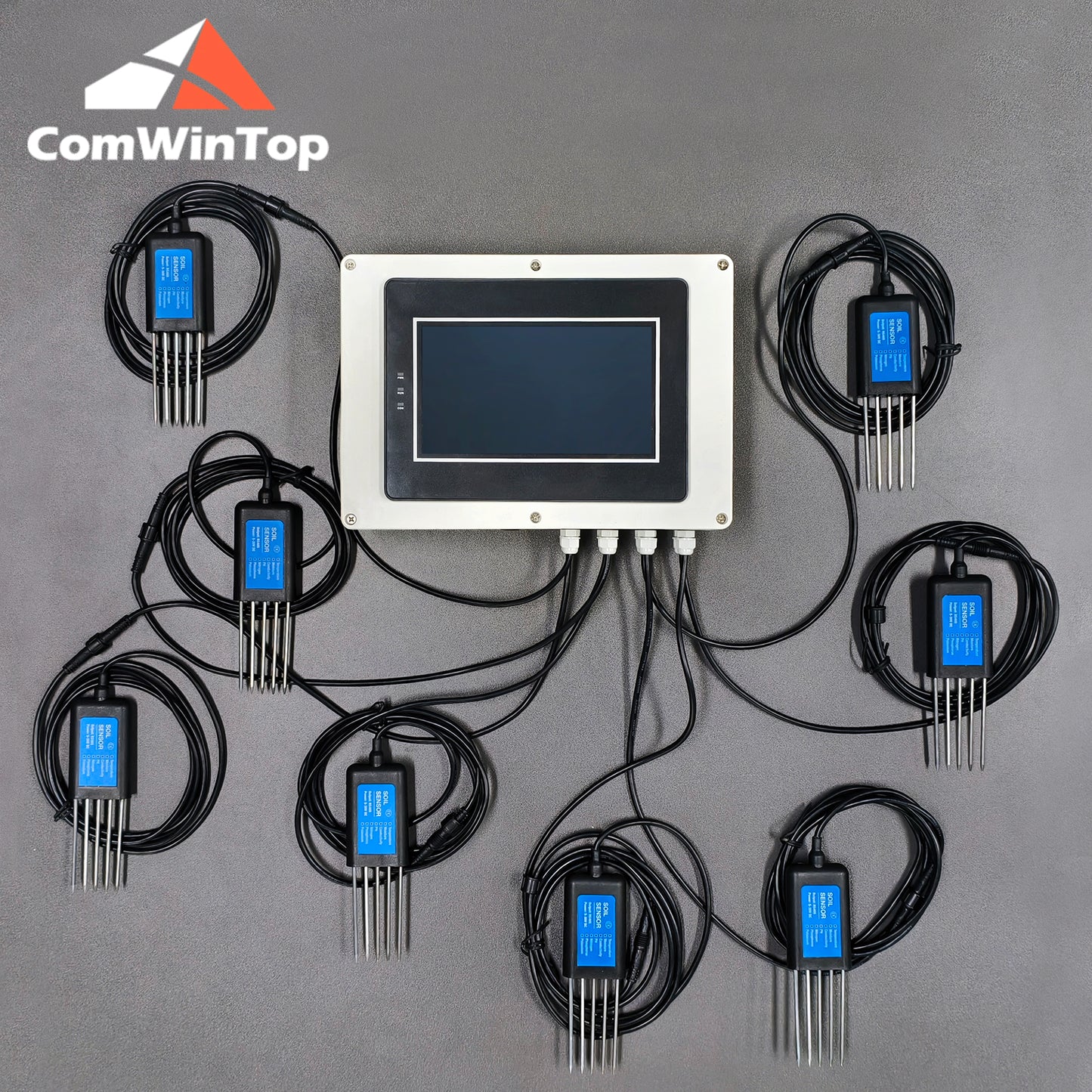 Measure Soil Temperature Moisture EC PH NPK 8-Node Soil Parameter Acquisition System with 7" LCD Touchscreen
