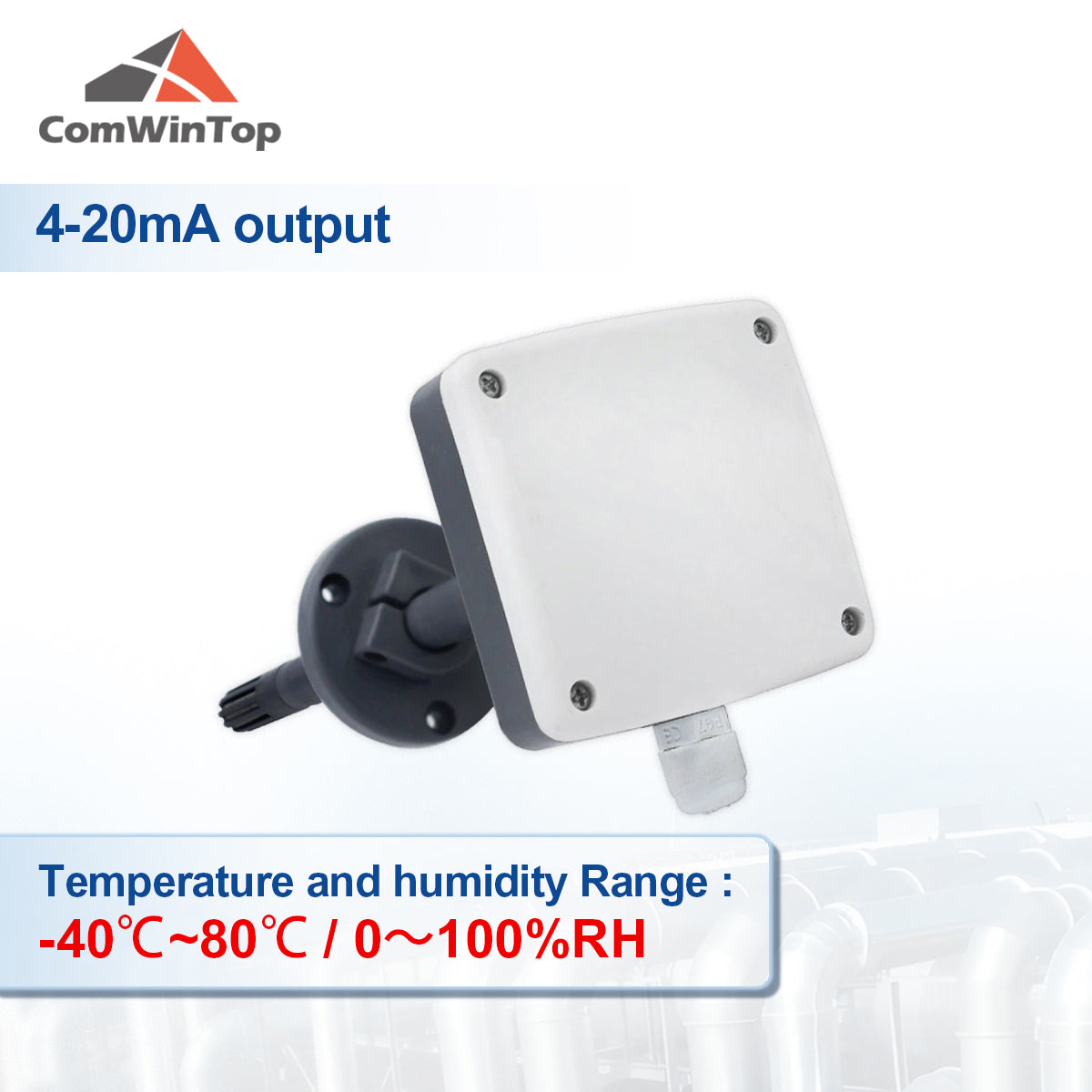 Pipeline Air Duct Type Temperature and Humidity Transmitter with RS485 4-20mA 0-5V 0-10V Output