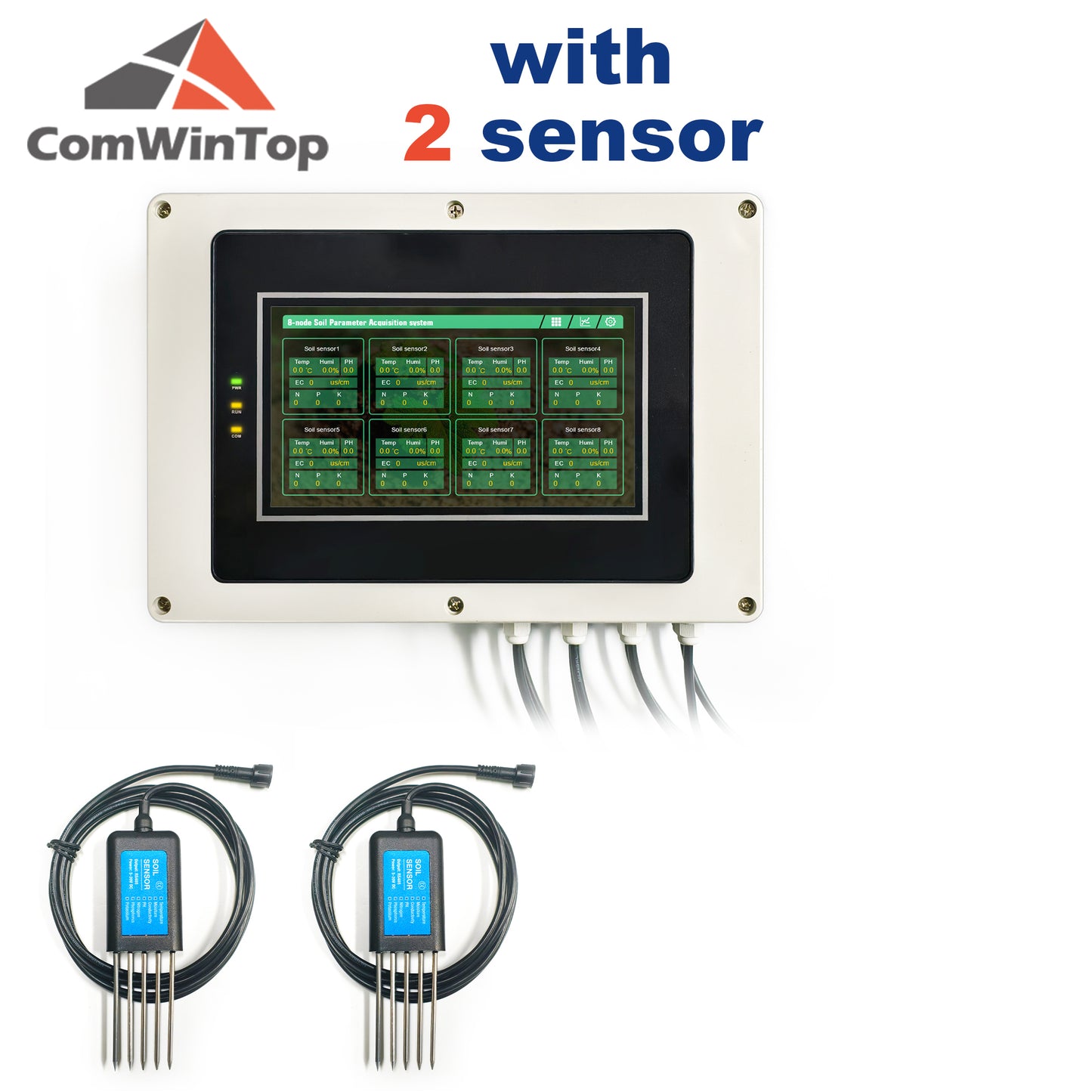 Measure Soil Temperature Moisture EC PH NPK 8-Node Soil Parameter Acquisition System with 7" LCD Touchscreen