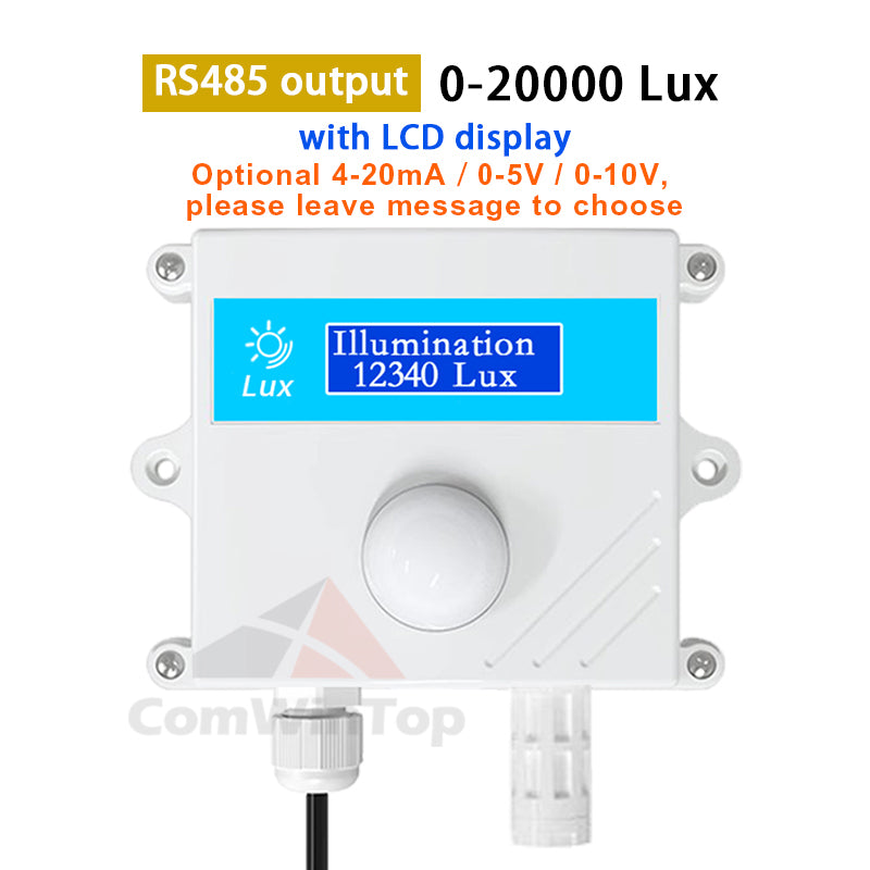 Light sensor 0-10V 0-5V 4-20mA RS485 200000Lux 65535Lux industrial intensity illumination acquisition transmitter
