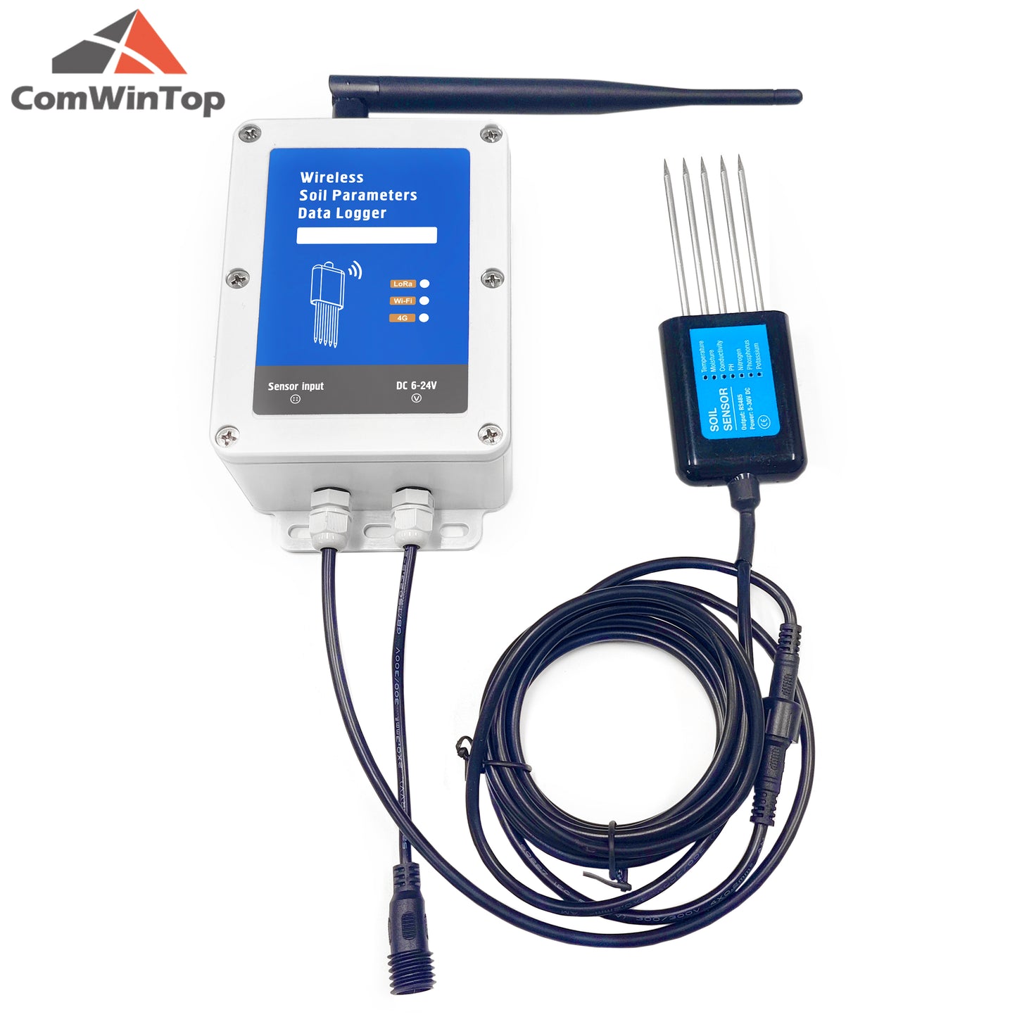 Low Consumption Soil Moisture Temperature Humidity EC PH NPK 7 in 1 Parameters 4G Data Logger Soil tester with built-in battery