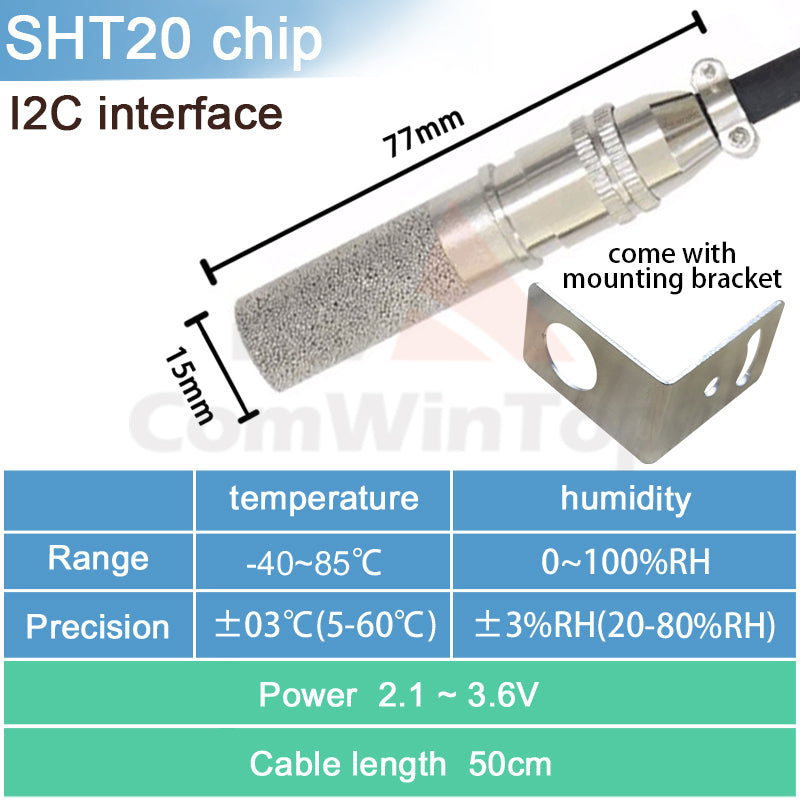 SHT20 SHT30 SHTC3 SHT35 I2C Temperature Humidity Sensor Probe