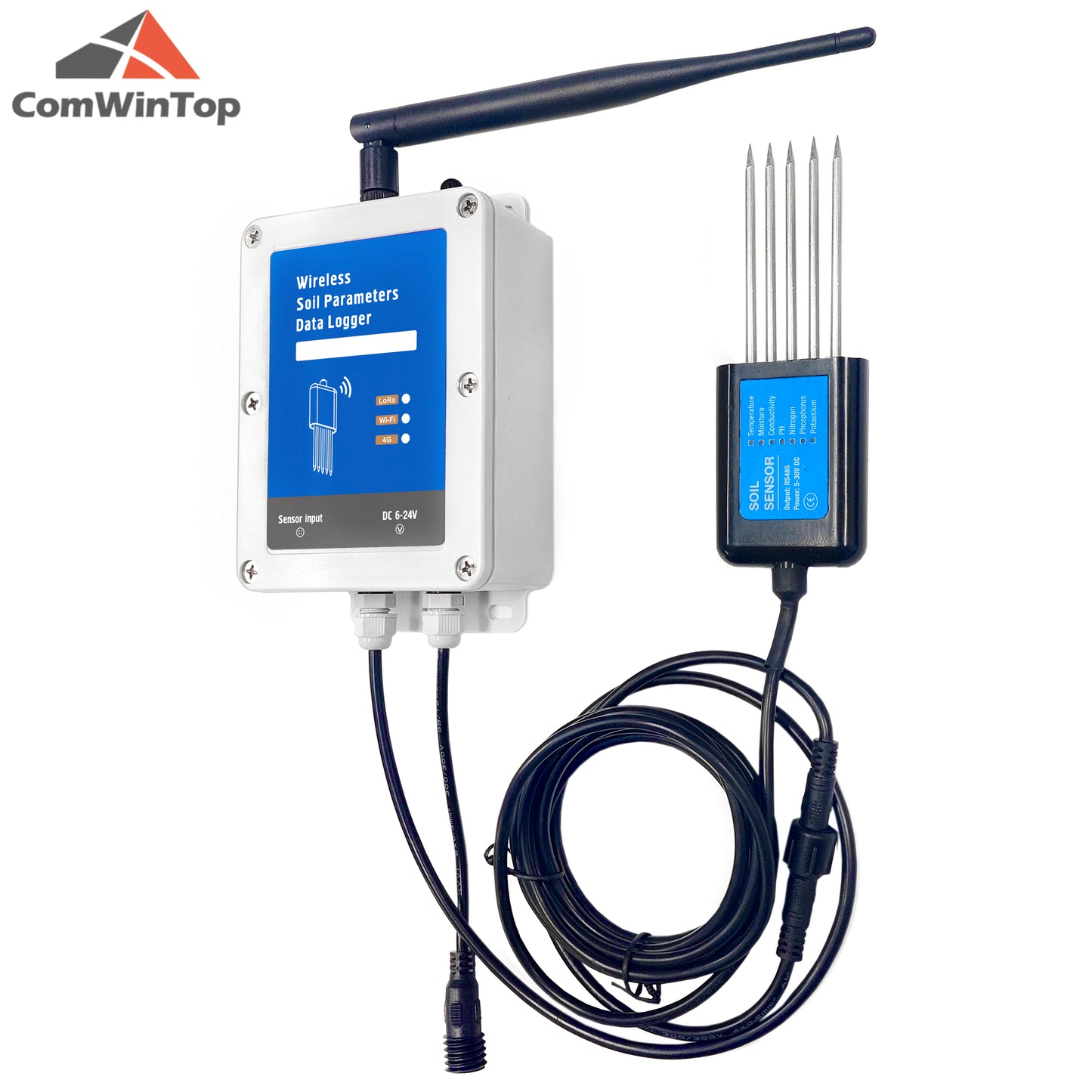 Low Consumption Soil Moisture Temperature Humidity EC PH NPK 7 in 1 Parameters 4G Data Logger Soil tester with built-in battery