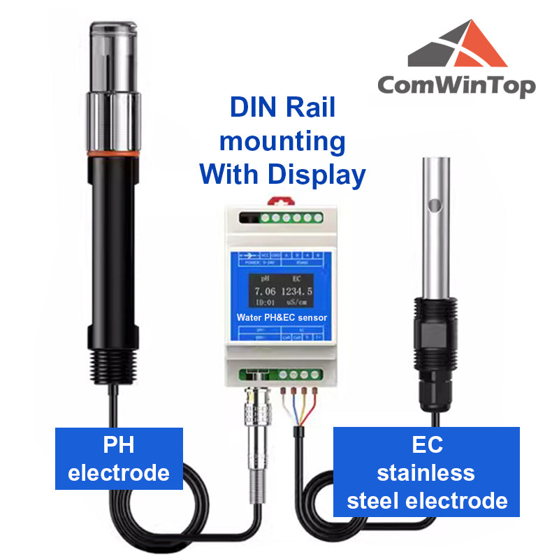 PH EC 2 in 1 Water Quality Detector RS485 Modbus transmitter Industrial Sewage Monitor for Agricultural Aquaculture
