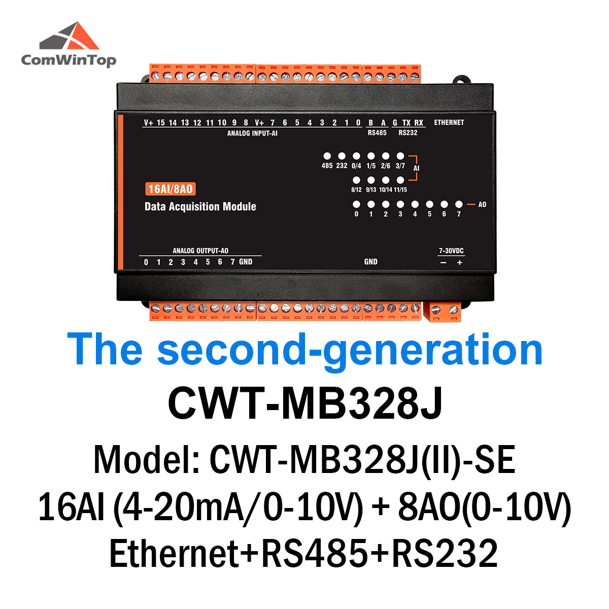 CWT-MB328J 16AI+8Ao RS485 Ethernet Modbus Tcp Rtu Analog Output IO Module