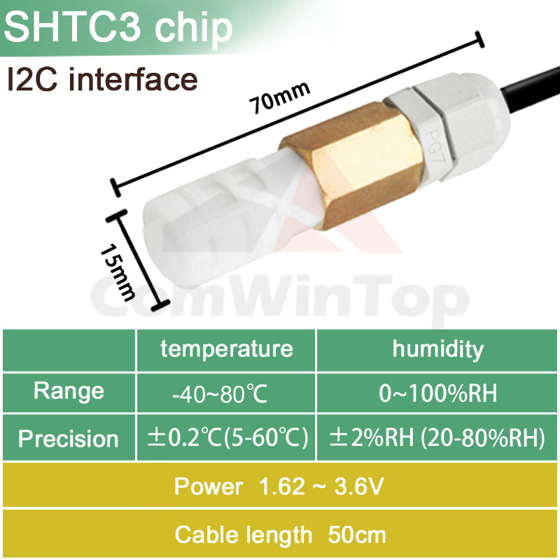 SHT20 SHT30 SHTC3 SHT35 I2C Temperature Humidity Sensor Probe