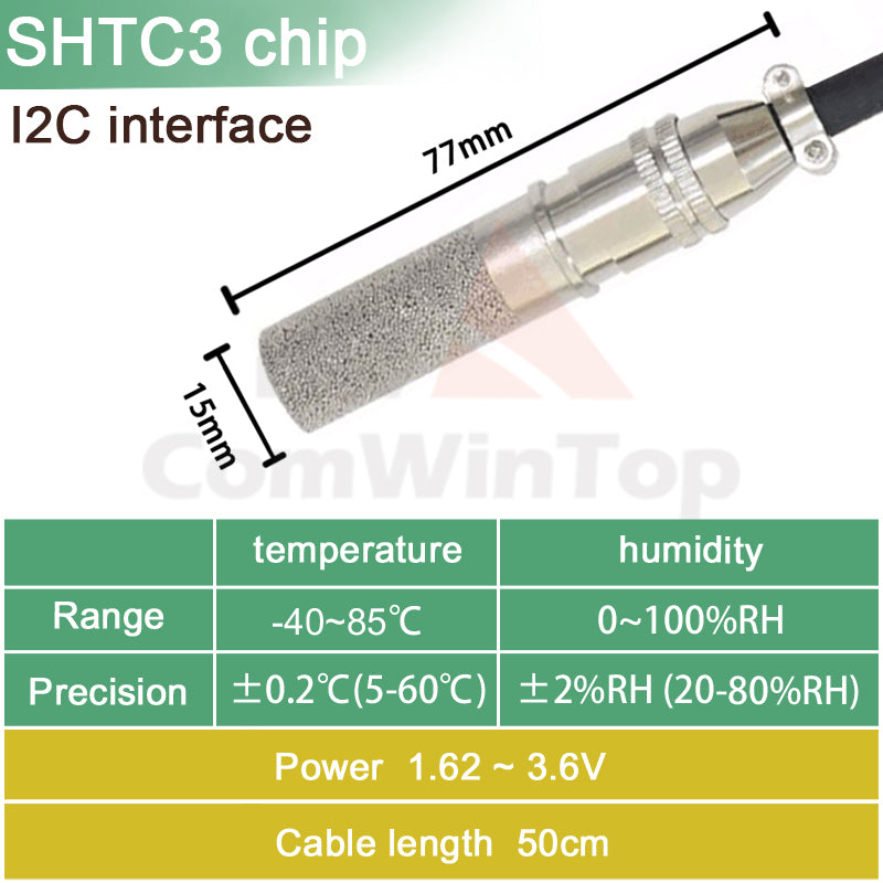 SHT20 SHT30 SHTC3 SHT35 I2C Temperature Humidity Sensor Probe