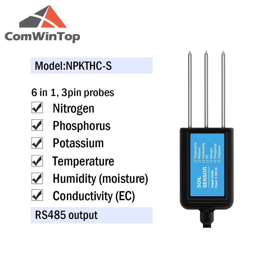 RS485 4-20mA Soil Temperature Humidity Moisture Conductivity EC PH Sensor