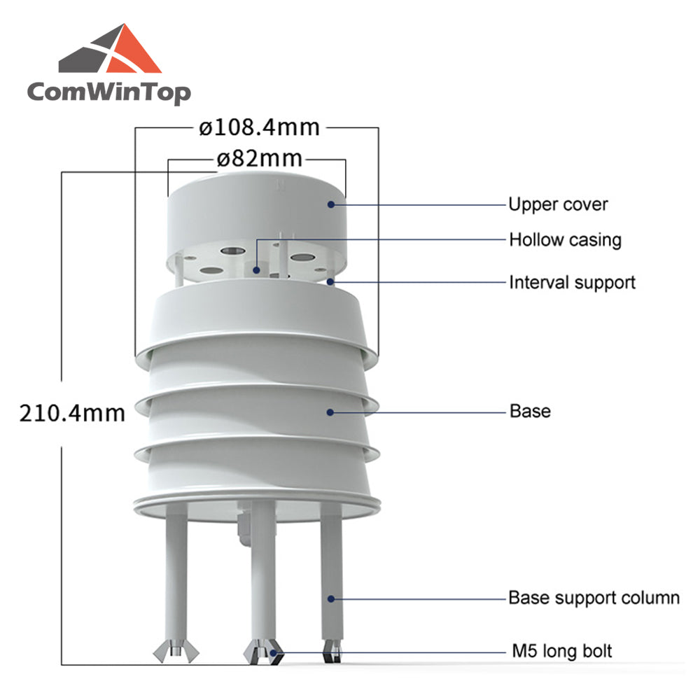 RS485 Ultrasonic Wind Speed and Direction Sensor Temperature Humidity Noise PM2.5 Pressure Light Rainfall Small Weather Station