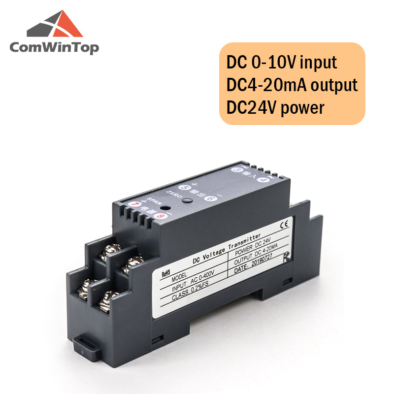 DC 0-1000V Input 4-20mA/RS485 Output Din Type Voltage Transmitter DC Voltage Signal Transducer Voltage Sensor