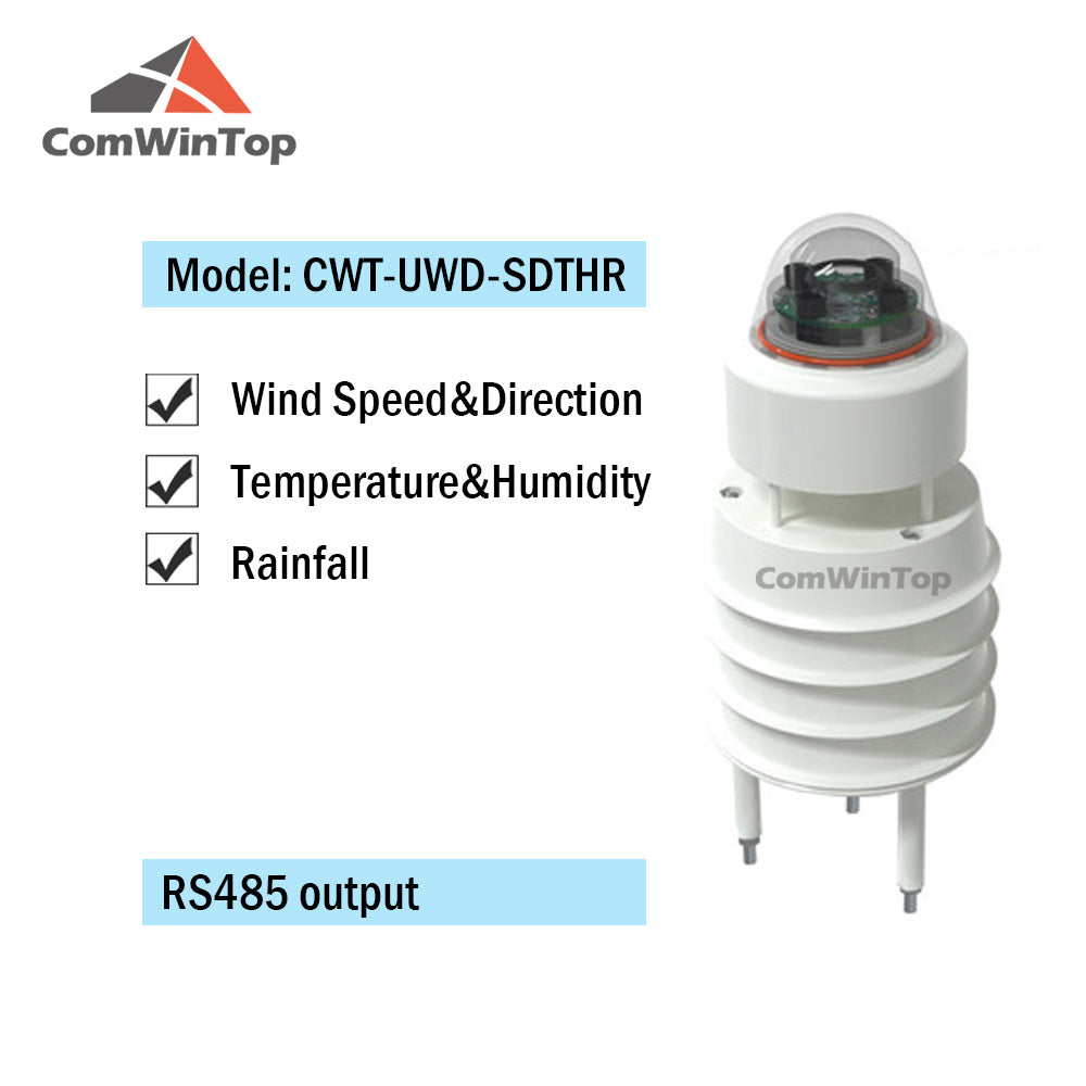 RS485 Ultrasonic Wind Speed and Direction Sensor Temperature Humidity Noise PM2.5 Pressure Light Rainfall Small Weather Station