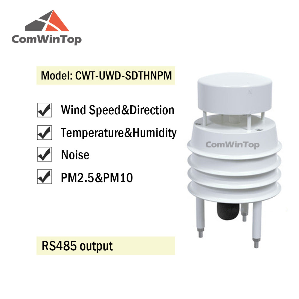 RS485 Ultrasonic Wind Speed and Direction Sensor Temperature Humidity Noise PM2.5 Pressure Light Rainfall Small Weather Station
