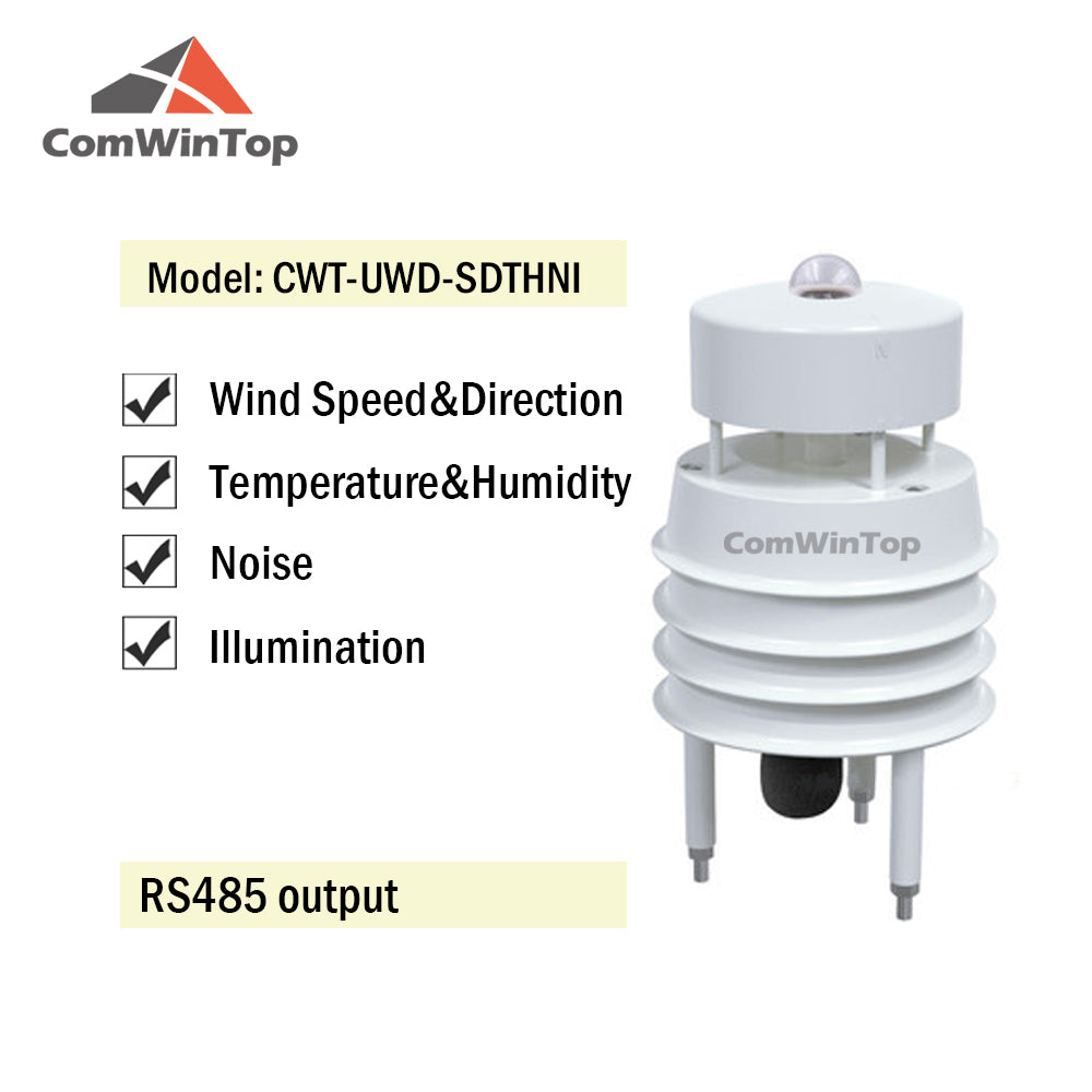 RS485 Ultrasonic Wind Speed and Direction Sensor Temperature Humidity Noise PM2.5 Pressure Light Rainfall Small Weather Station