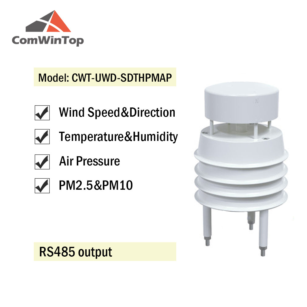 RS485 Ultrasonic Wind Speed and Direction Sensor Temperature Humidity Noise PM2.5 Pressure Light Rainfall Small Weather Station