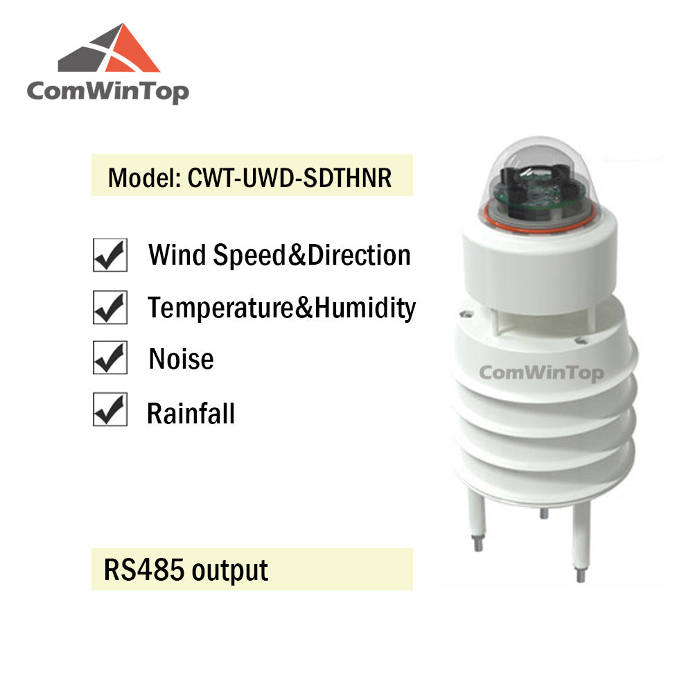 RS485 Ultrasonic Wind Speed and Direction Sensor Temperature Humidity Noise PM2.5 Pressure Light Rainfall Small Weather Station
