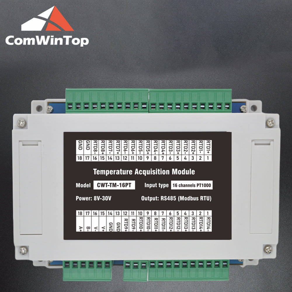 16 channels PT100/PT1000 Rs485 Modbus Output Temperature Acquisition Module