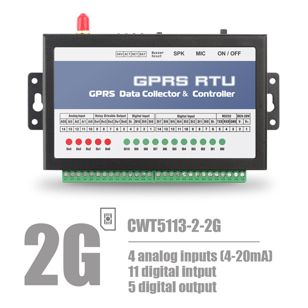 CWT5113-2 11DI 4AI 5DO Gsm Gprs 4g Wi-Fi Remote Data Acquisition Module Rtu Modem