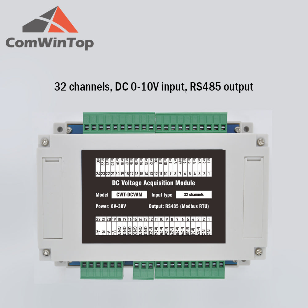 32-channel RS485 Modbus DC Voltage Acquisition Module