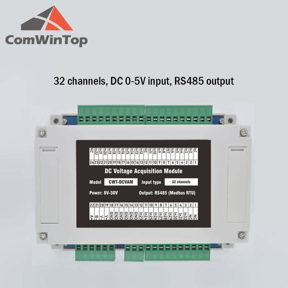 32-channel RS485 Modbus DC Voltage Acquisition Module