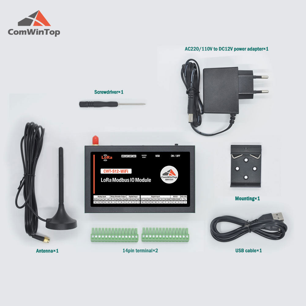 CWT-S12-wifi 12Di+4Do+4Ai Wifi Modbus Tcp IO Module, Remote Data Acquisition Rtu For Scada
