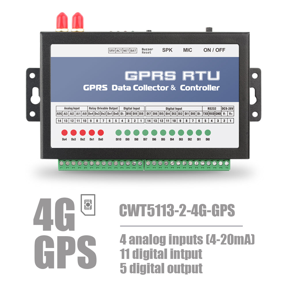 CWT5113-2 11DI 4AI 5DO Gsm Gprs 4g Wi-Fi Remote Data Acquisition Module Rtu Modem