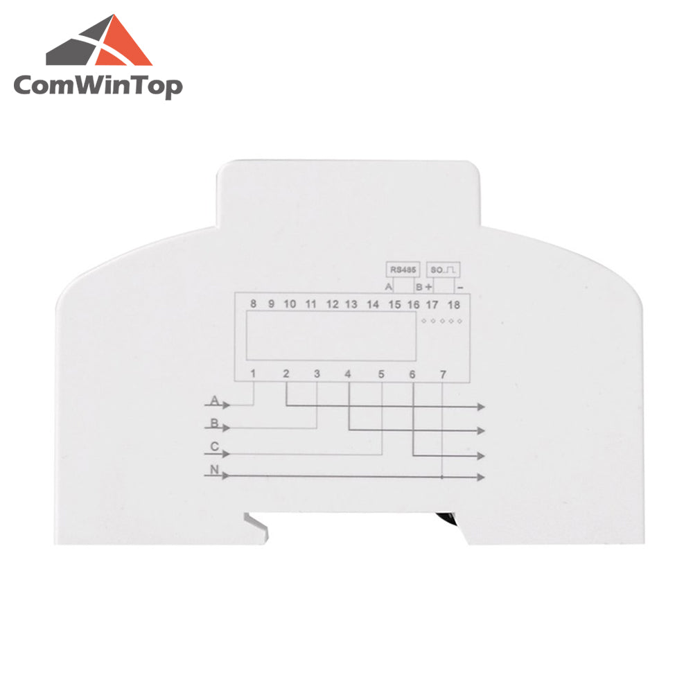 3 Phase 4 Wire RS485 Modbus 380V DIN Rail Energy Meter Digital Backlight Power Factor Monitors With Voltage Current Display
