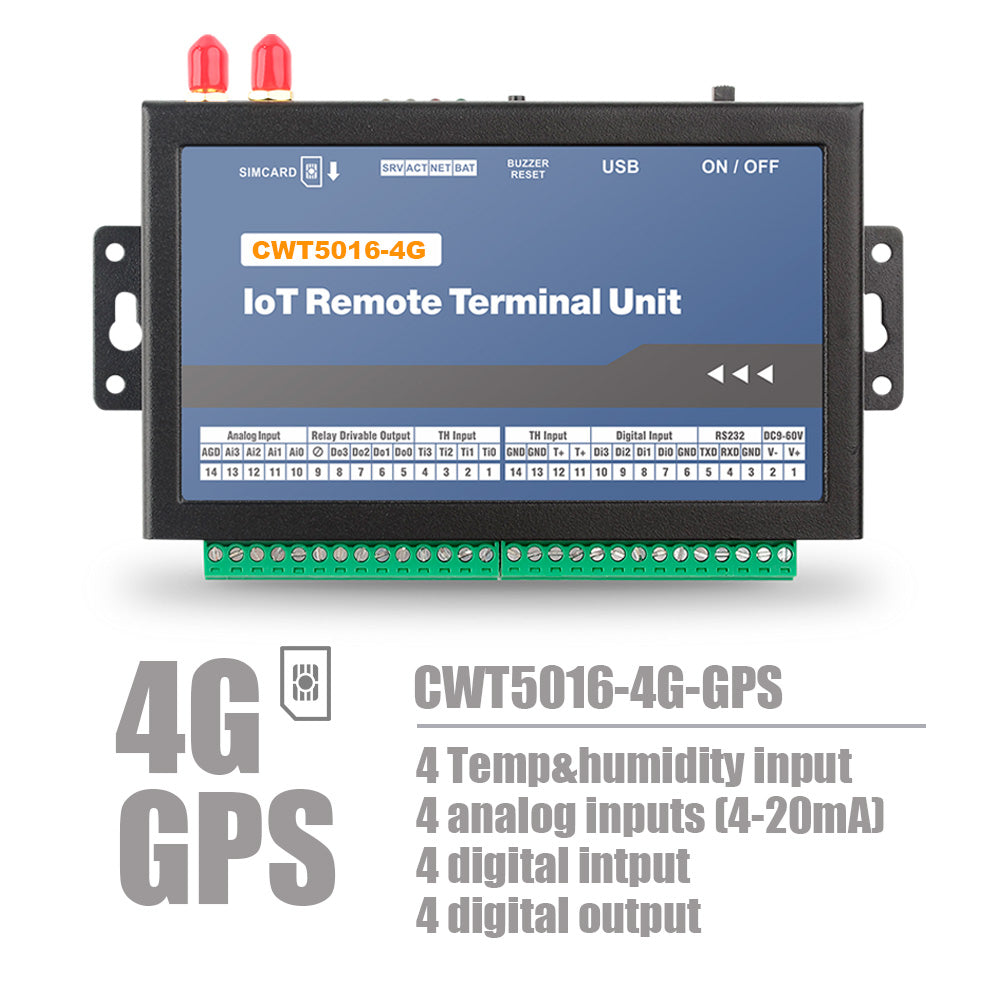 CWT5016 4DI 4AI 4DO 4TI Gsm Gprs 4g Wi-Fi Multiple Channel Temperature Data Logger Rtu Modem