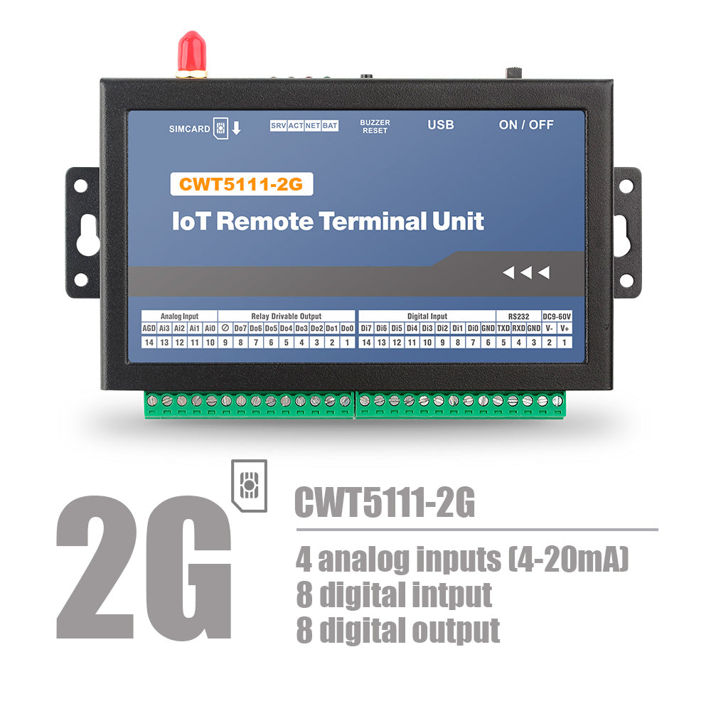 CWT5111 8DI 4AI 8DO Gsm Gprs 4g Wi-Fi Remote Data Acquisition Module Rtu Modem Support M2M Application