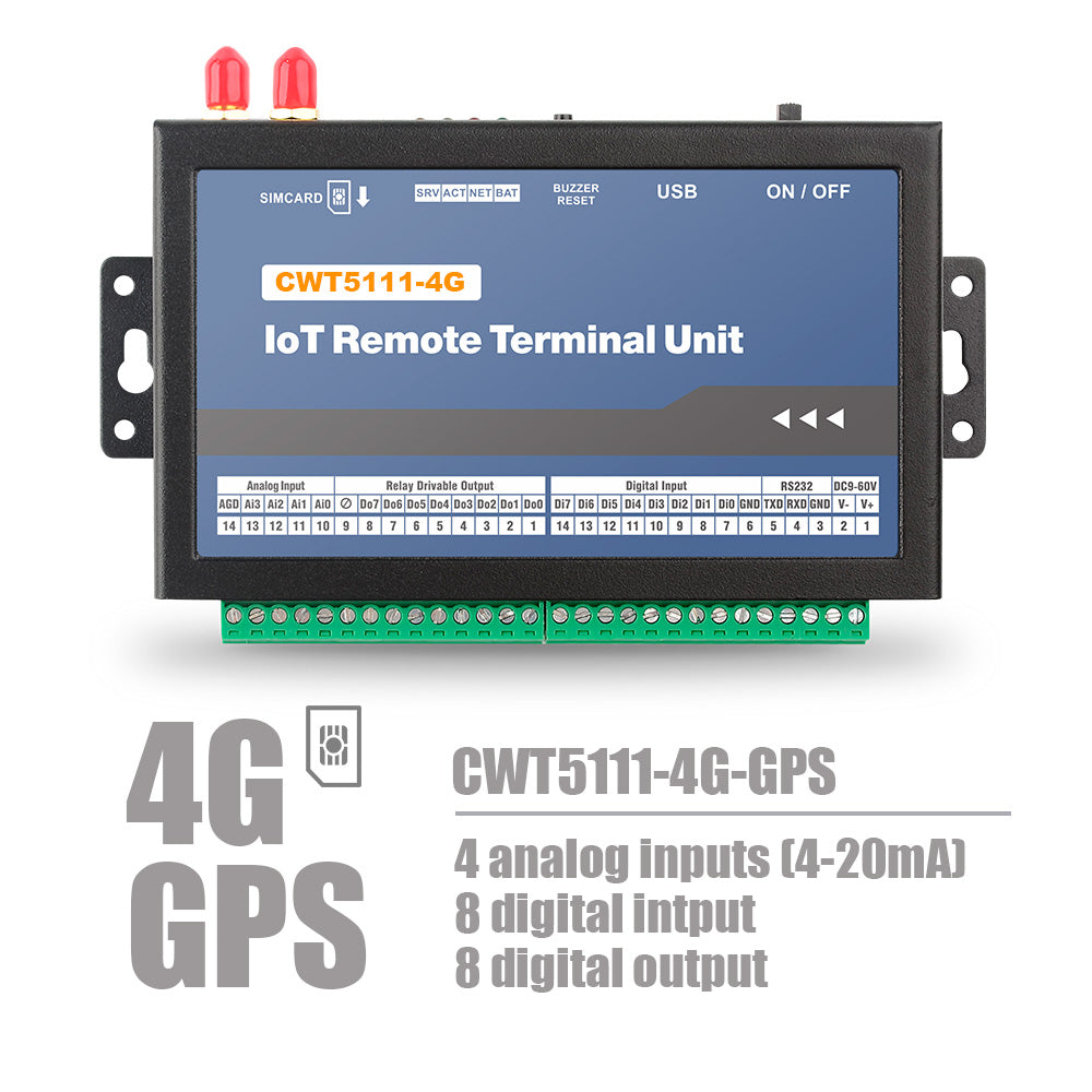 CWT5111 8DI 4AI 8DO Gsm Gprs 4g Wi-Fi Remote Data Acquisition Module Rtu Modem Support M2M Application