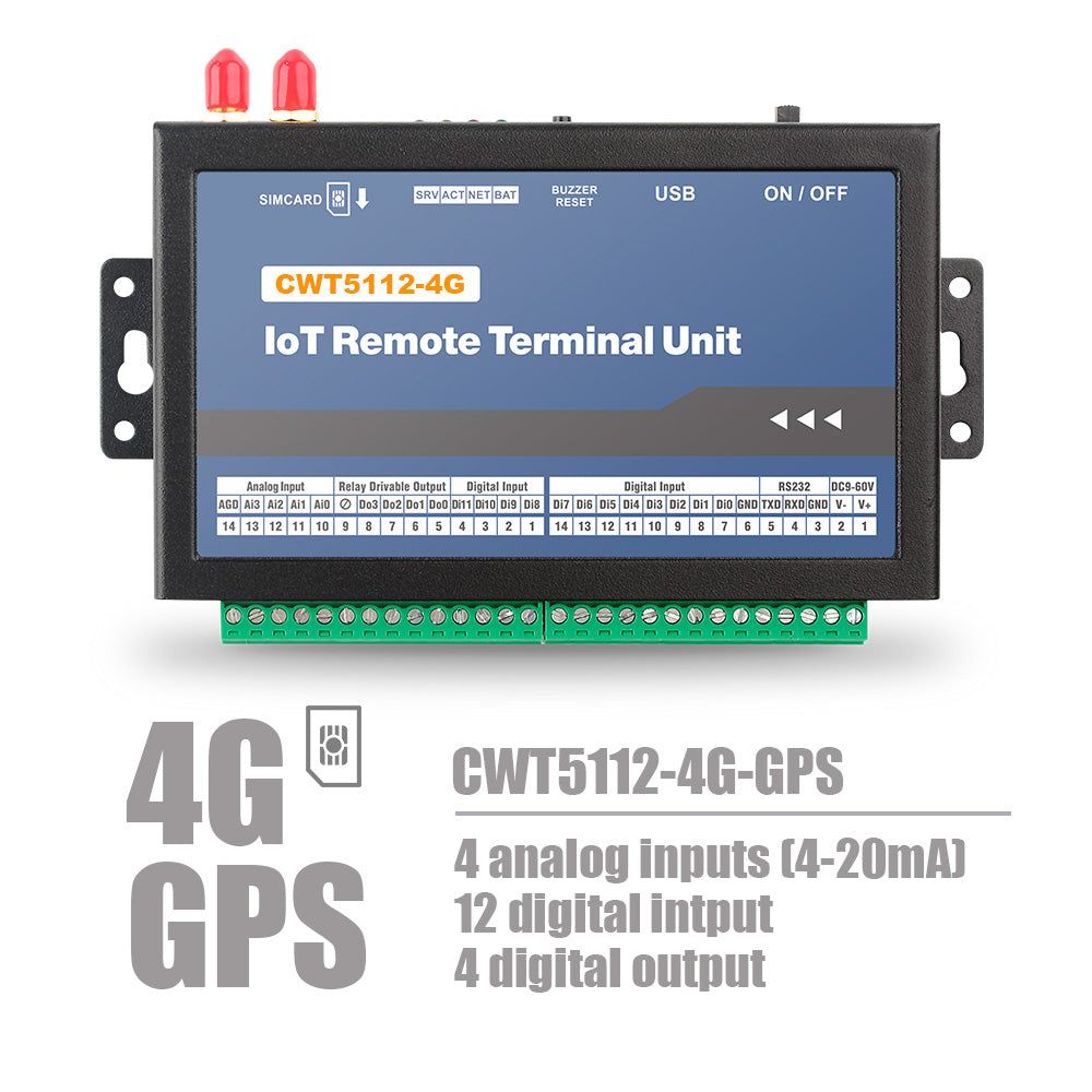 CWT5112 12DI 4AI 4DO Industrial Gsm Gprs 4g Wi-Fi Remote Data Acquisition Module Rtu Modem