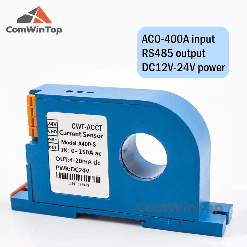 AC 0-400A Input 4-20mA/RS485 output Din type Current Transmitter closed loop Perforated ac ampere signal transducer current sens