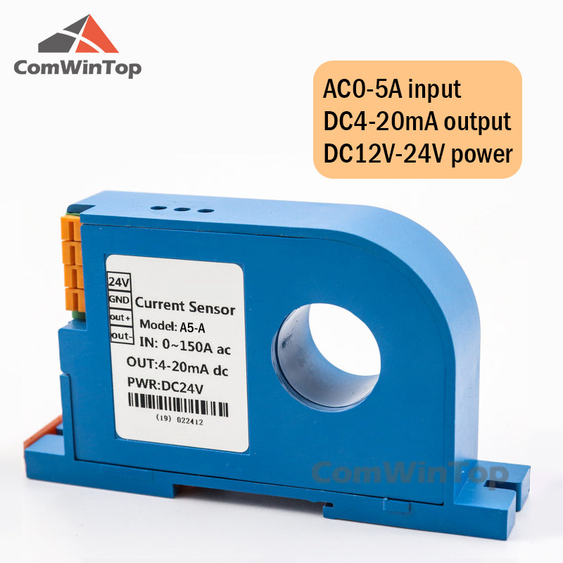 AC 0-400A Input 4-20mA/RS485 output Din type Current Transmitter closed loop Perforated ac ampere signal transducer current sens