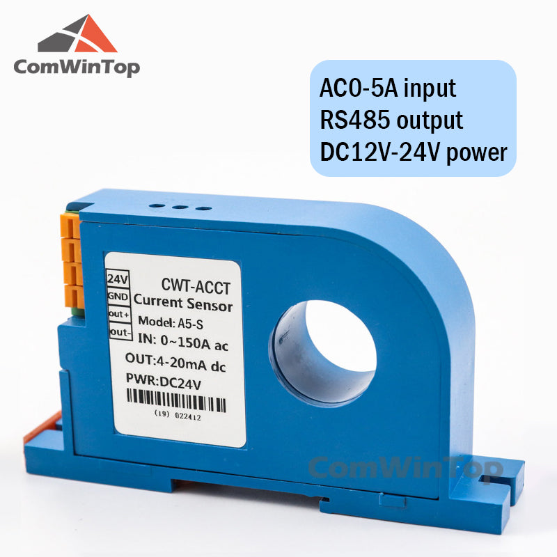 AC 0-400A Input 4-20mA/RS485 output Din type Current Transmitter closed loop Perforated ac ampere signal transducer current sens