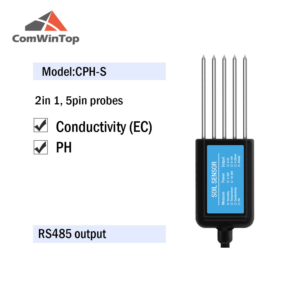 RS485 4-20mA Soil Temperature Humidity Moisture Conductivity EC PH Sensor